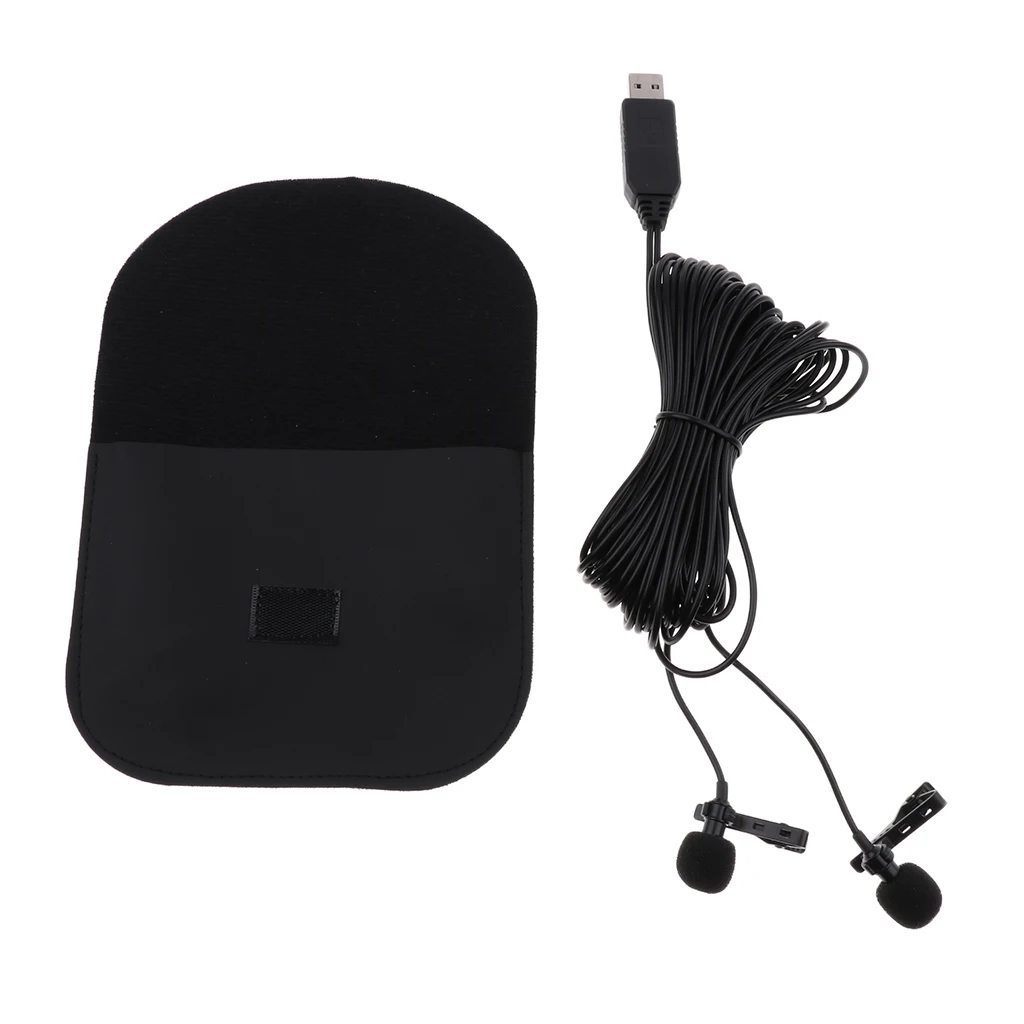 Universal USB Plug Mini Clip-on Microphone Dual Head Mic for Online Karaoke Live Video Recording Interview Accessory 6m