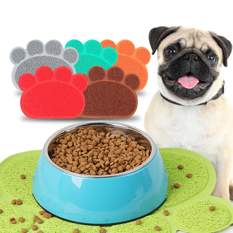 6 Color Paw Pet Dog Cat Feeding Mat Pad Pet Dish Bowl Food Water Feed