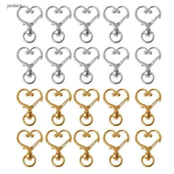 

10Pcs Metal Swivel Lobster Clasp Snap Hook Heart Shape Keychain Jewelry Findings