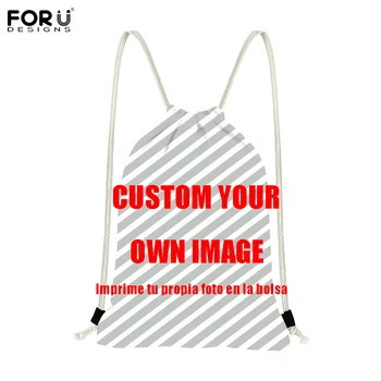 

FORUDESIGNS Custom Your Image Photo/Logo/Image Printing Drawstrings Bags Diy Your Backpacks Children Gifts Travel Beach Sack Bag