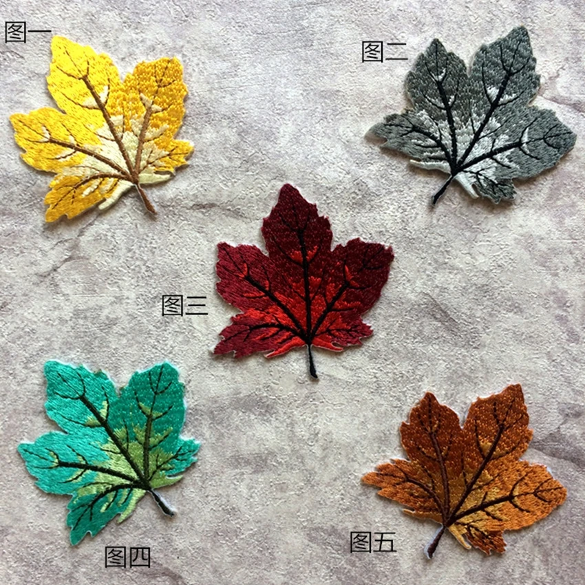 

2018 Real Parches Patches 1pcs Maple Leaf Embroidery Colorful Leaves Patch Stickers For Clothes Diy Decorative Applique For