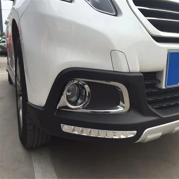 

WELKINRY car auto cover overlay For Peugeot 2008 2013 2014 2015 2016 2017 ABS chrome front head fog light lamp sticker trim