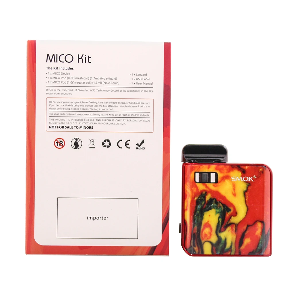 Распродажа! комплект SMOK Mico, электронная сигарета, аккумулятор 700 мАч, электронная сигарета, анти-протекающая сигарета, картридж, катушка VS NORD RPM40