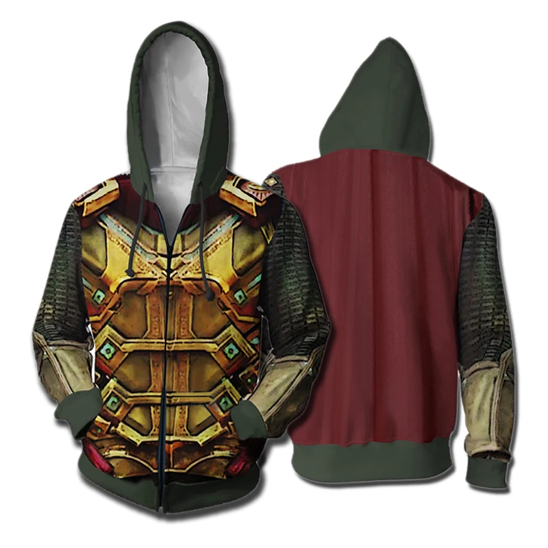 

Spider Man Far From Home Mysterio Hoodie Quentin Beck 3D Printed Zipper Hooded Jacket Men's Casual Sweatshirt Zip Up Hoody