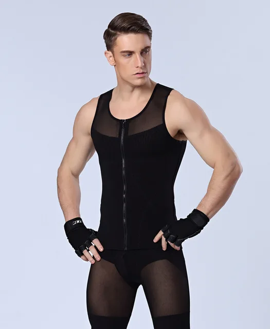 Hombres body shapers chaleco fuerte compresión ropa interior hot