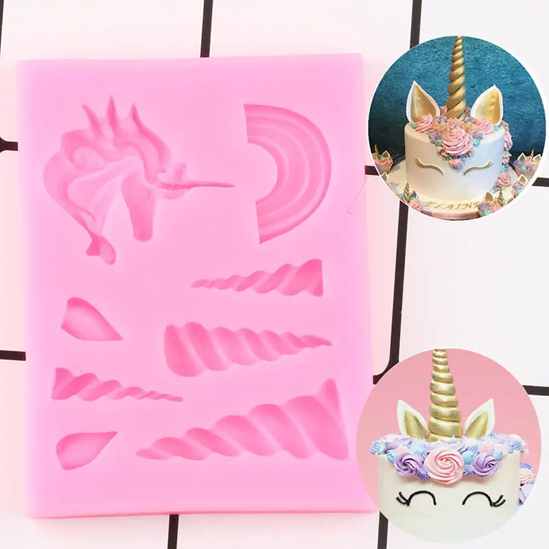 

Unicorn Horse Ear Horn Silicone Molds Rainbow Cupcake Topper Fondant Mold DIY Party Cake Decorating Tools Candy Chocolate Mould