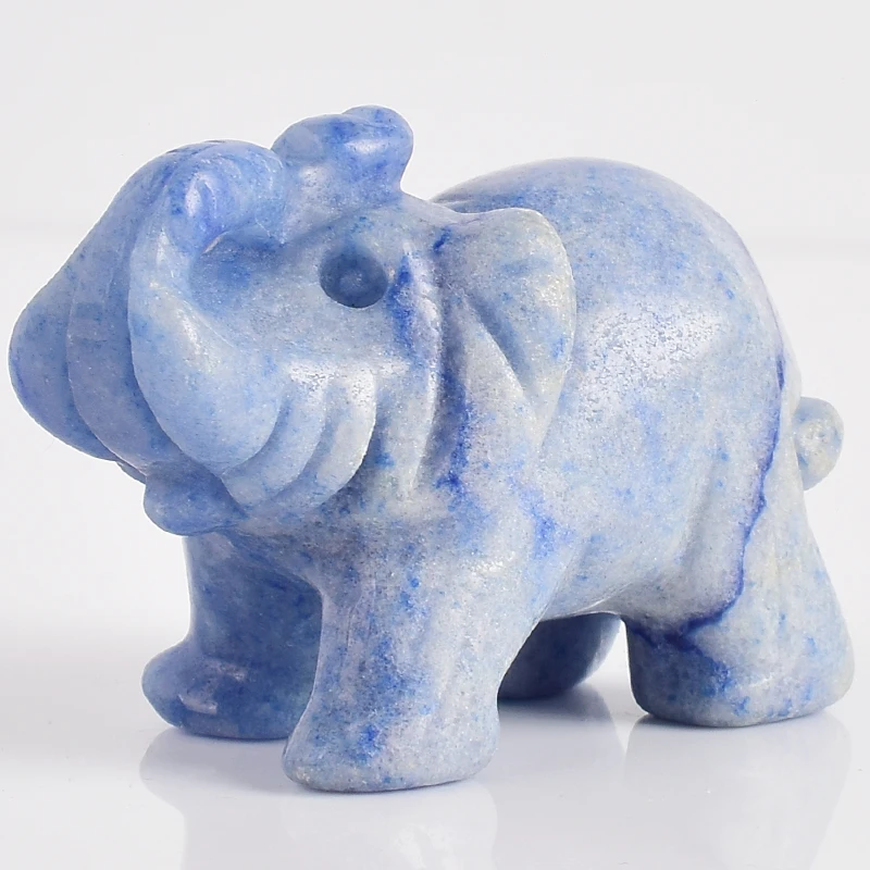 2 дюймов фигурки слонов ремесло Резные натуральный камень синий авантюрин слон мини животные статуя для домашнего декора Чакра Исцеление
