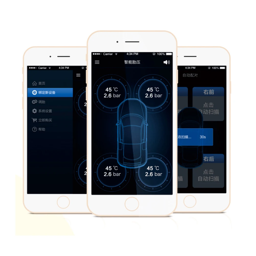 TP630 TPMS автомобильный Bluetooth TPMS давление в шинах PSI Бар Температурная сигнализация с 4 датчиками для IOS для Android iPhone