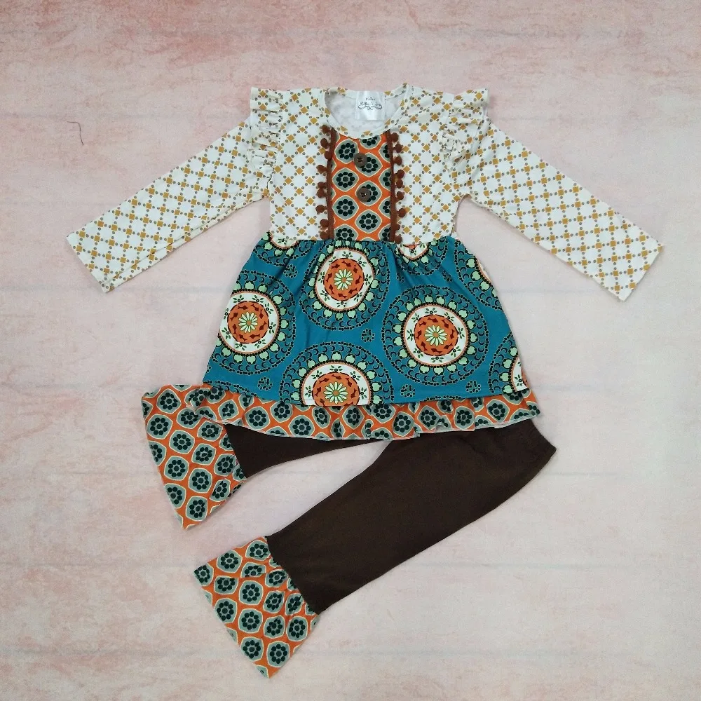 

CONICE NINI Baby Girl Clothes Set Kids Sunflower Pattern Top Brown Legging Remake Boutique Toddler Clothing Sets F182
