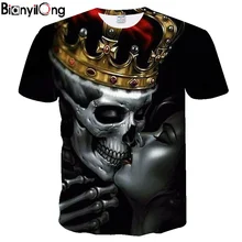 Новинка, новая модная мужская футболка с принтом lovers Crown Skulls, 3D футболка, черные футболки, мужские хип-хоп уличные футболки с круглым вырезом