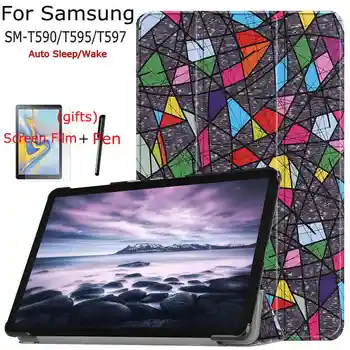 

Painted Smart PU Leather Funda Cover for Samsung Galaxy Tab A A2 T590 T597 T595 10.5" Tablet Case With Auto Sleep/Wake Up+Gifts
