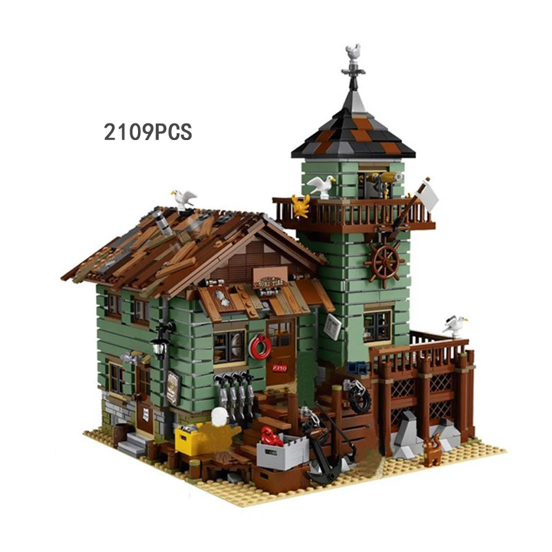 

Funny Idea Old Fishing Store Building Block Fisherman Captain Figures Bricks 21310 Educational Toys Collection for Gifts