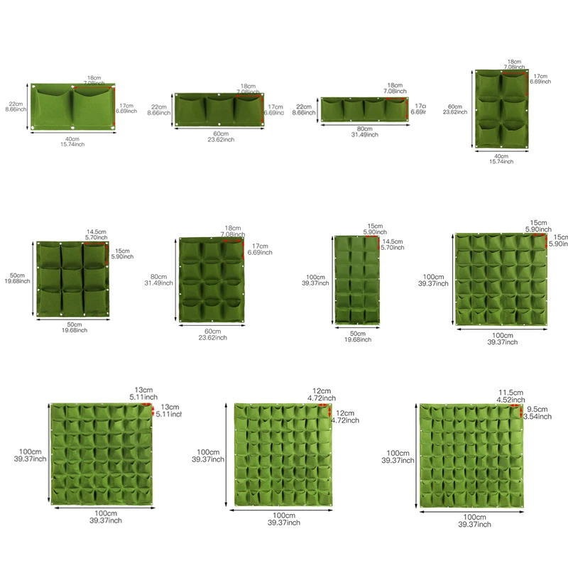 Wall Hanging Plant Grow Bag 3/9/18/49/72 Pockets Green Vegetable Grow Bag DIY Planter Vertical Living Garden Bags Home Supplies