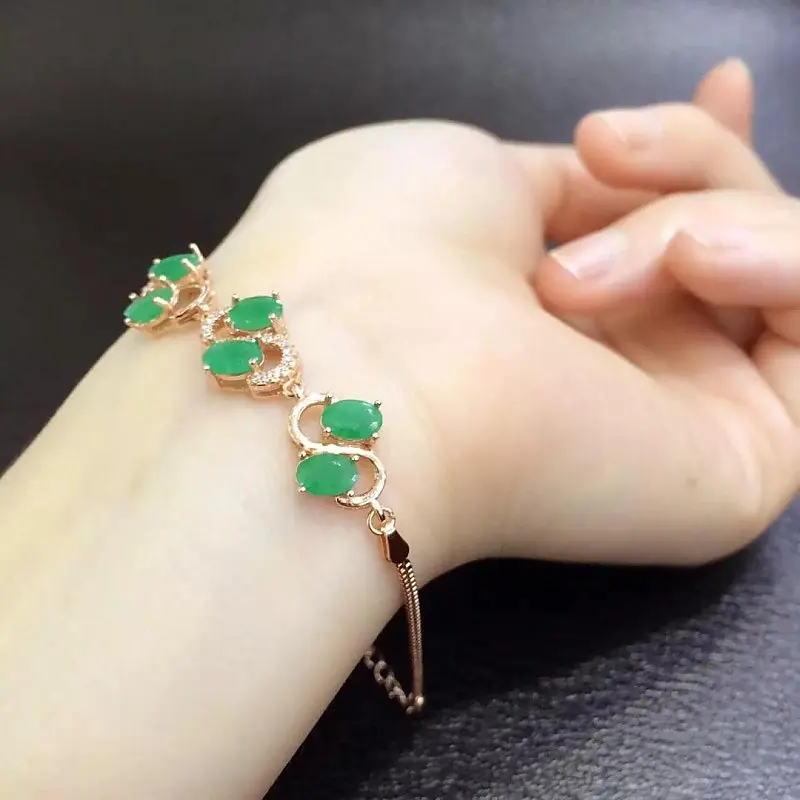 2017 Sale Qi Xuan_Fashion Jewelry_Colombia Green Stone Fashion Bracelets_Rose Gold Color Green ...