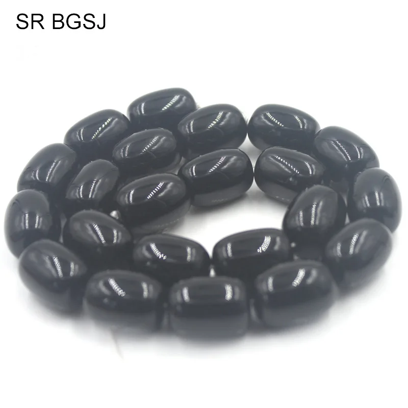 

Free shipping 13x18mm Jewelry Making DIY Column Natural Stone Gems Black Agat Onyx Loose DIY Beads 15"