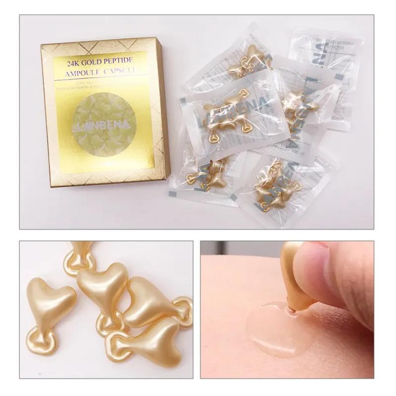 

6pcs Brand New 24K Gold Peptide Wrinkles Eye Ampoule Capsule Eye Serum Anti-Aging Fine Lines Dark Circle Eye Patches Eye Cream