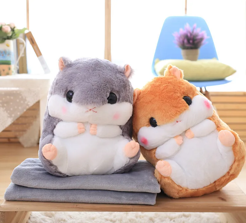 Cute Hamster Hold Pillow Blanket Home Decoration Bedding Coral Wool Blanket Office Travel