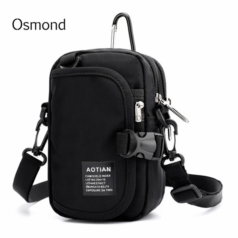 Osmond الرجال الخصر حقيبة الهاتف المحمول محفظة الذكور السفر الخصر حزمة الأسود النايلون للماء Crossbody حقيبة المرأة مضحك حزمة bolso
