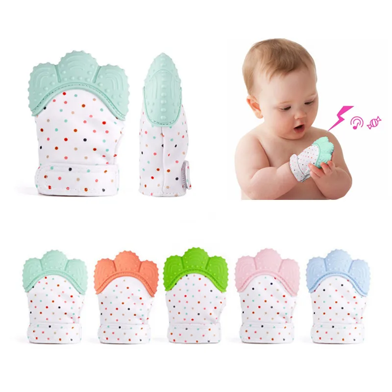 

Dropship Baby Teether Silicone Pacifier Glove Mittens Teething Thumb Sound Chewable Nursing Beads Child Give Up Sucking Fingers
