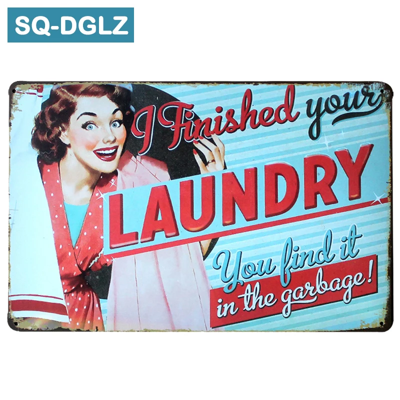 

[SQ-DGLZ]Hot LAUNDRY Metal Sign Vintage Metal Plates Cafe Bar Pub Club Home Wall Decor Tin Signs Retro Plaque