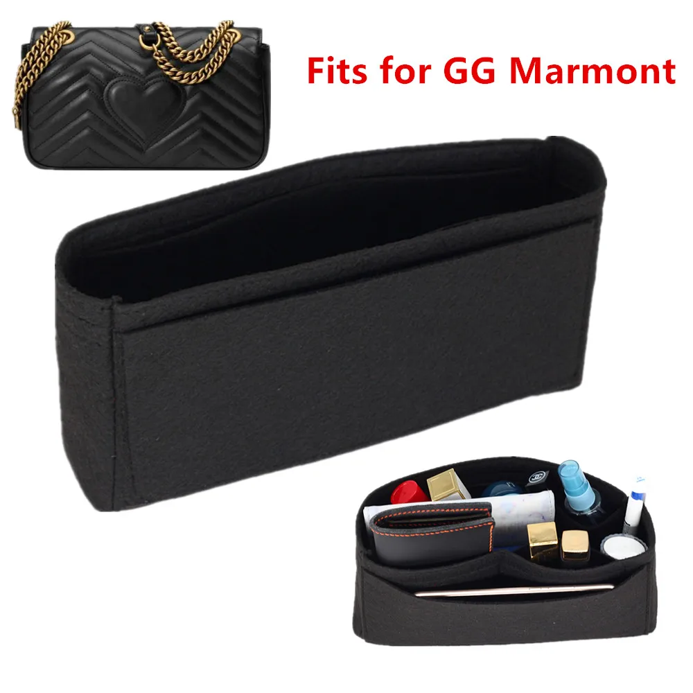 Billige Passt Für doppel G marmont Einsatz Taschen Organizer Make Up GG Handtasche Reise Innere Geldbörse Tragbare Kosmetische basis former