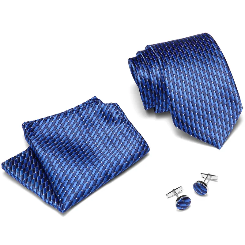 7,5 см Для мужчин галстук черный, красный геометрический шелк жаккард связей для Для мужчин Hanky комплект запонок Бизнес Свадебный галстук