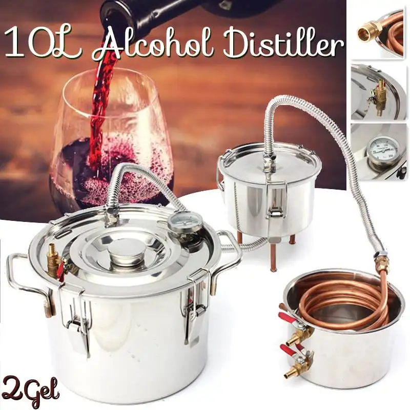 

Utility 10L DIY Home Distiller Moonshine Alcohol Stainless Copper Water Wine Essential Oil Brewing Kit+Thumper keg+Condenser Keg