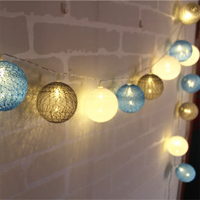 Белый/синий/серый внутренний декоративный хлопковый шар, светодиодный струнный светильник, для душа ребенка, для летней вечеринки, Декор, гирлянда, светильник s
