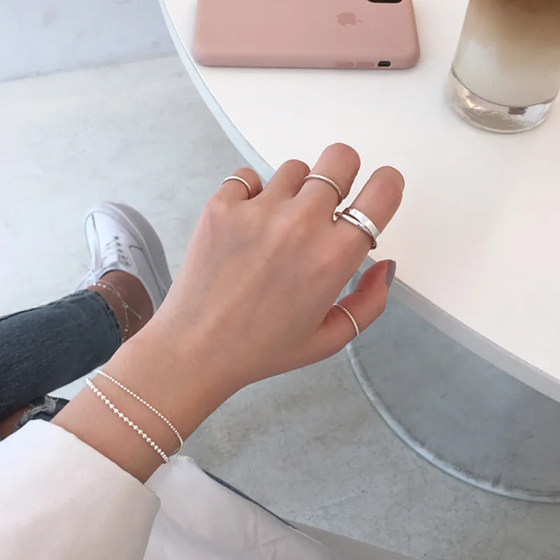 Женское кольцо YPAY из 100% чистого серебра 925 пробы с двойным интерлоком Anel Feminino