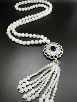 

Koraba Fine Jewelry Natural White Jade Bead Necklace, Fashionable Beautiful Lady's Best Present Free Shipping