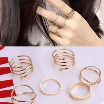 

Hot Unique Ring Set Punk Knuckle Rings for women Finger Ring 6 PCS Ring Set Best Selling