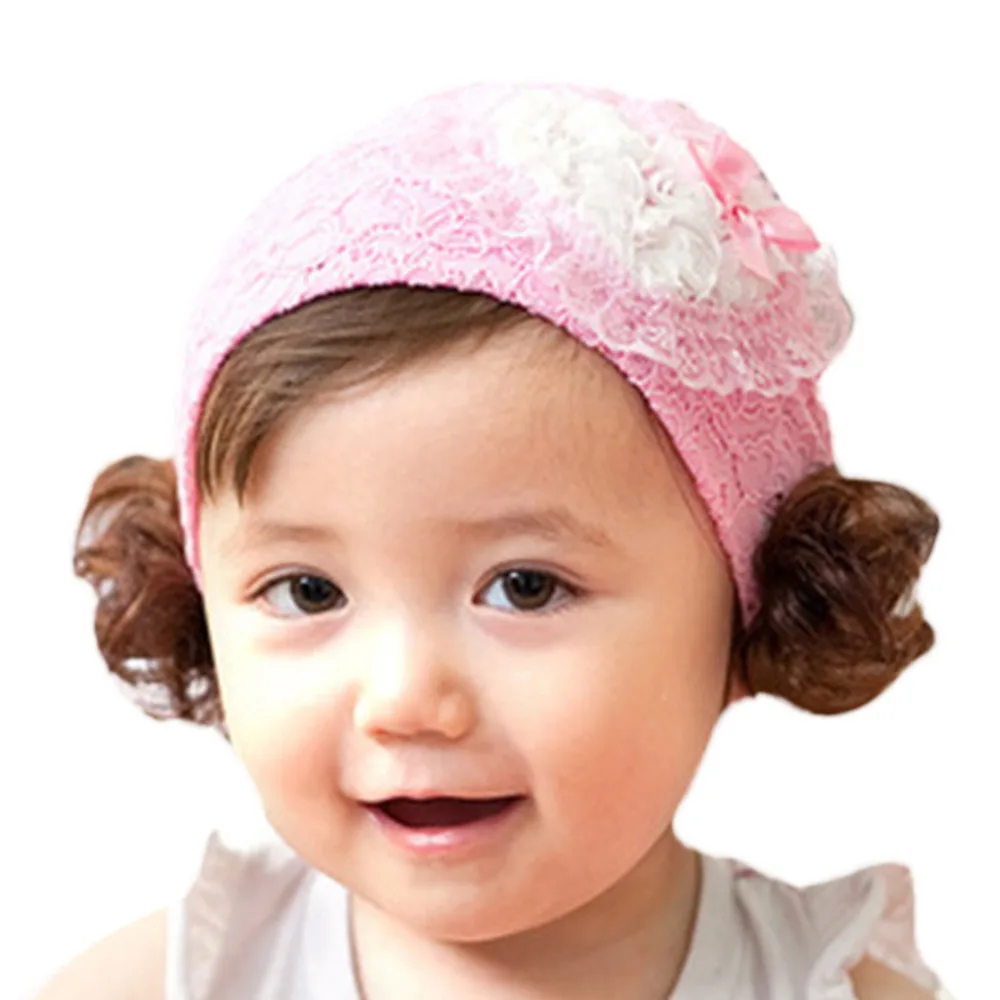 Cute Newborn Lovely Cute Baby Headbands Girl Wig Diamond Decor Headband