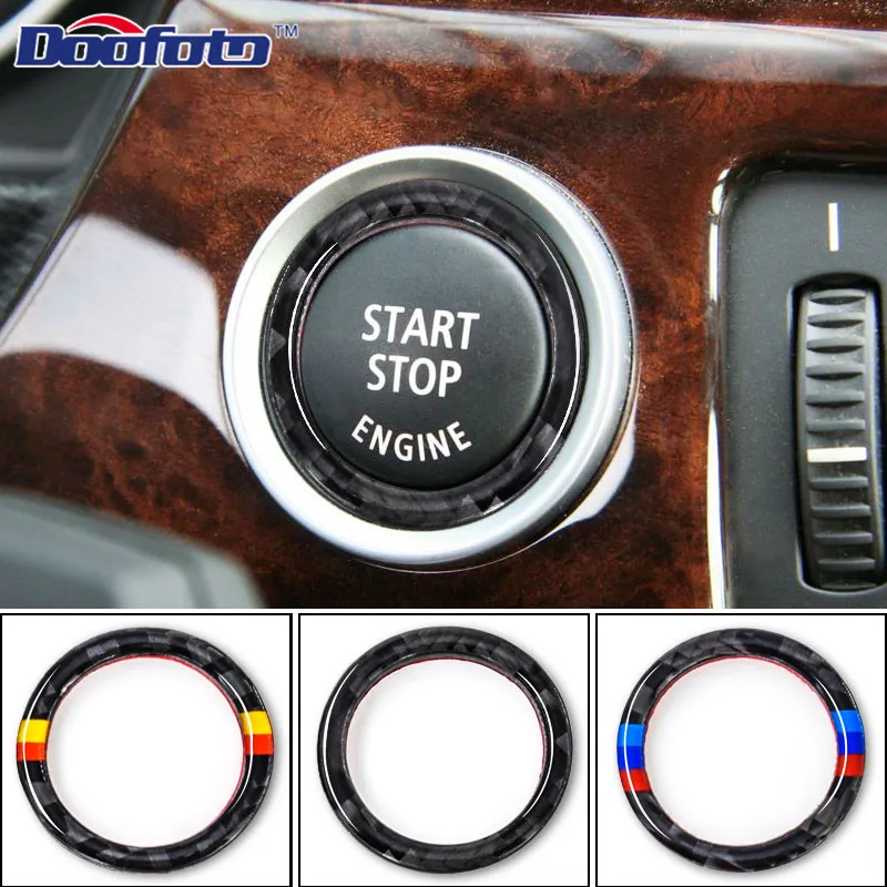 Doofoto For BMW E87 E90 E92 E93 1 3 5 Series Car Engine Start Stop Ring Carbon Fiber M Sport Accessories Button | Автомобили и