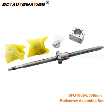 

1605 Ballscrew 500mm with End machined SFU1605 Ballnut +Nut housing+ BK12 BF12 Support + 6.35mm to 10mm Coupler for CNC