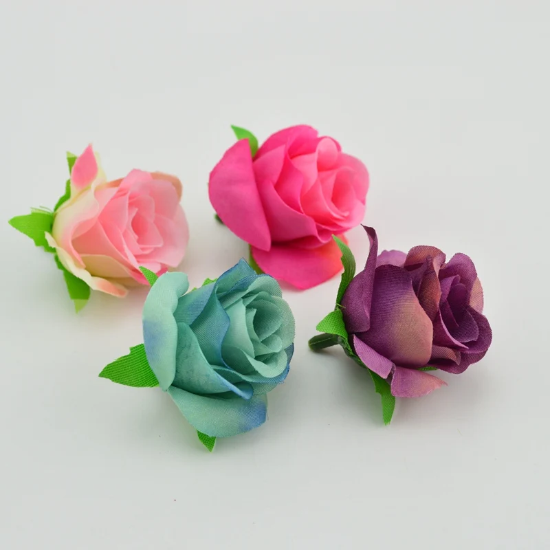 Шелковые Розы 10 шт. 4 см искусственные головки цветов для дома Рождество год свадебные украшения, аксессуары искусственный цветок
