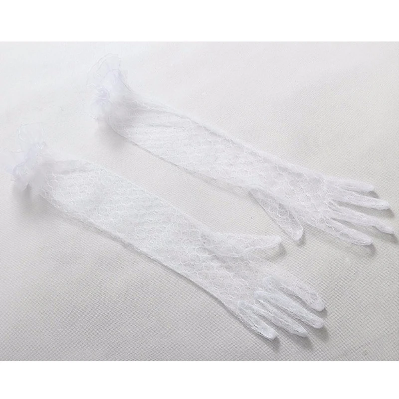 Женские кружевные свадебные длинные перчатки длиной до локтя, свадебные аксессуары, белые бежевые Свадебные перчатки для невесты