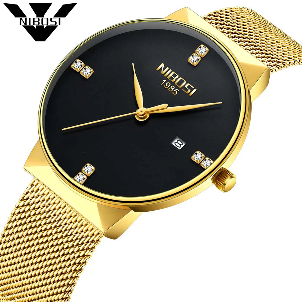 

2018 NIBOSI Mens Watches Top Brand Luxury Gold Quartz Watch Men Fashion Waterproof Stainless Steel Sport Clock Male Wristwatch