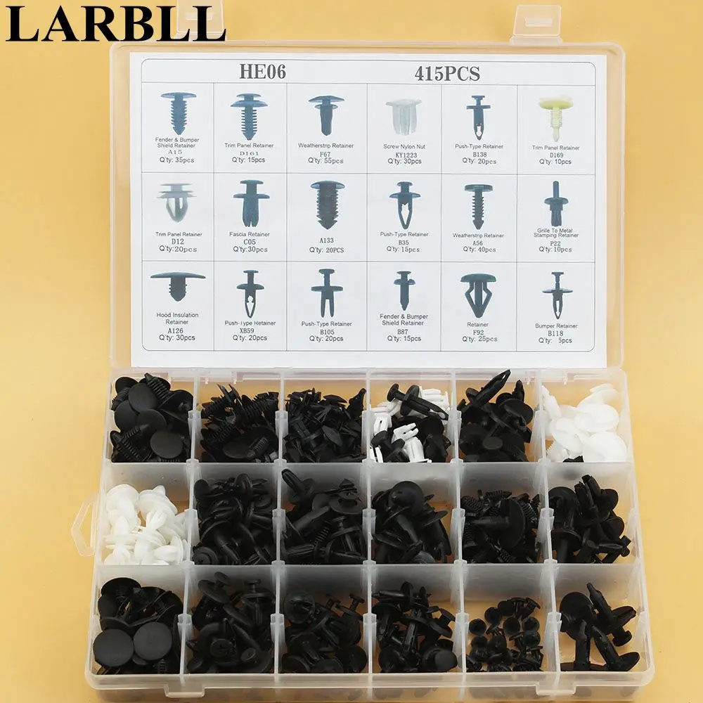 

LARBLL New 415 Pcs18 models Car SUV Auto Push Pin Rivet Trim Clip Retainer Panel Bumper Fender Cover Fastener Body For Ford