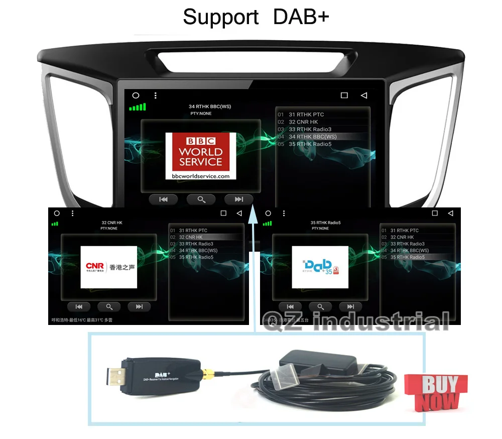 Cheap QZ industrial HD 10.1inch Android 8.1 T3 Car DVD Player For Hyundai Creta IX25 2014-2016 with 3G 4G WIFI Radio GPS Navi BT RDS 12