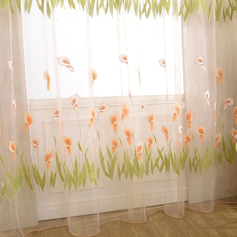 

Nice Door Drape Panel Room Flower Sheer Voile Curtain Divider Scarf Decor Window H1