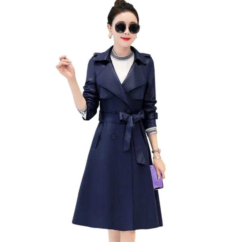 

2019 New Spring Autumn Women Coat Fashion Double-breasted Female Belt Slim Trench Coat Casual Office Ladies Outerwear