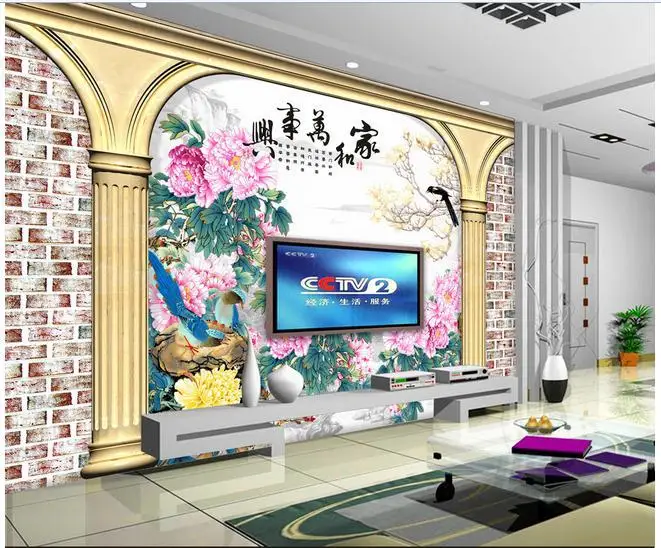 

3d wallpaper 3d tv wall paper non-wovenXingzhong European Roman column, and all the TV setting wall paintings wallpaper