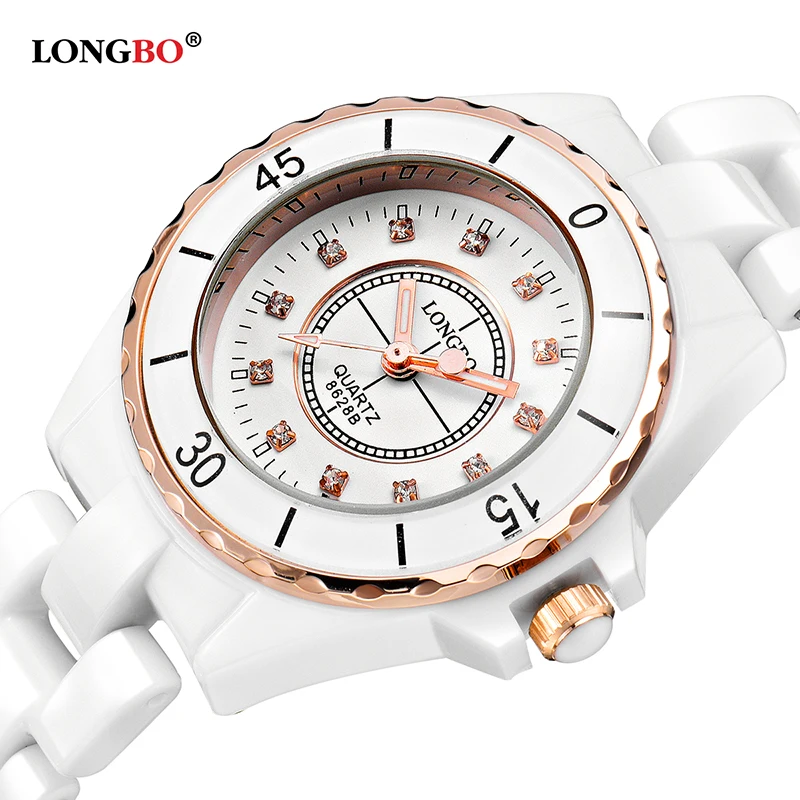 

Fashion LongboLuxury Brand Women White Ceramic Watch Fashion GenevaFemale Gift Dress Watches Lady Quartz Wrist Hub Relojes Mujer