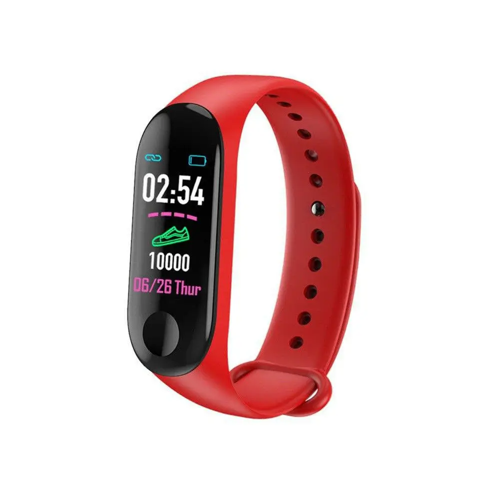 M3 Спорт Водонепроницаемый Фитнес деятельности трекер Smart Браслет браслет часы с монитор сердечного ритма - Цвет: Красный
