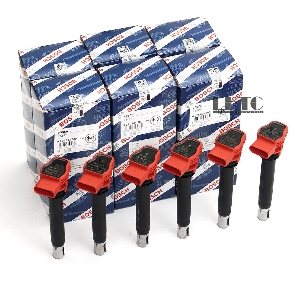 

6x Ignition Coils Pack Spark Plug BOS CH Red For V W AUDI A6 A7 Q7 PORSCHE 3.0TFSI (OE# 06E 905 115 E)