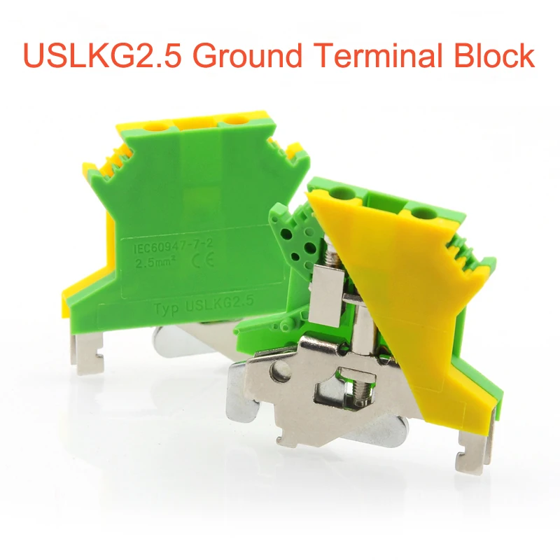 Клеммная колодка с винтовым заземлением для монтажа на Din рейку USLKG2.5 Bornier