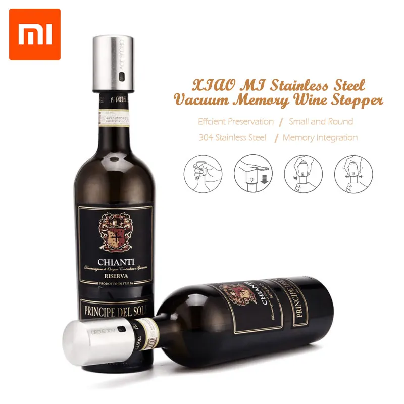 

Xiaomi mijia Circle Joy Round Stainless Steel Red Wine Mini Plug Wine Stopper Vacuum Efficient Preservation Memory Integration