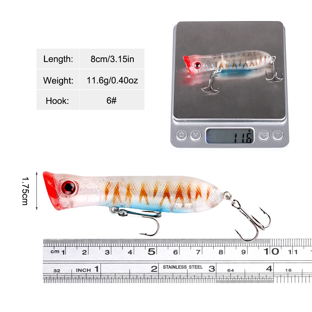 Goture 10 шт. Поппер рыболовная приманка воблеры и крутящиеся приманки Isca искусственная приманка 8 см/11,6 г для пресной морской рыбалки