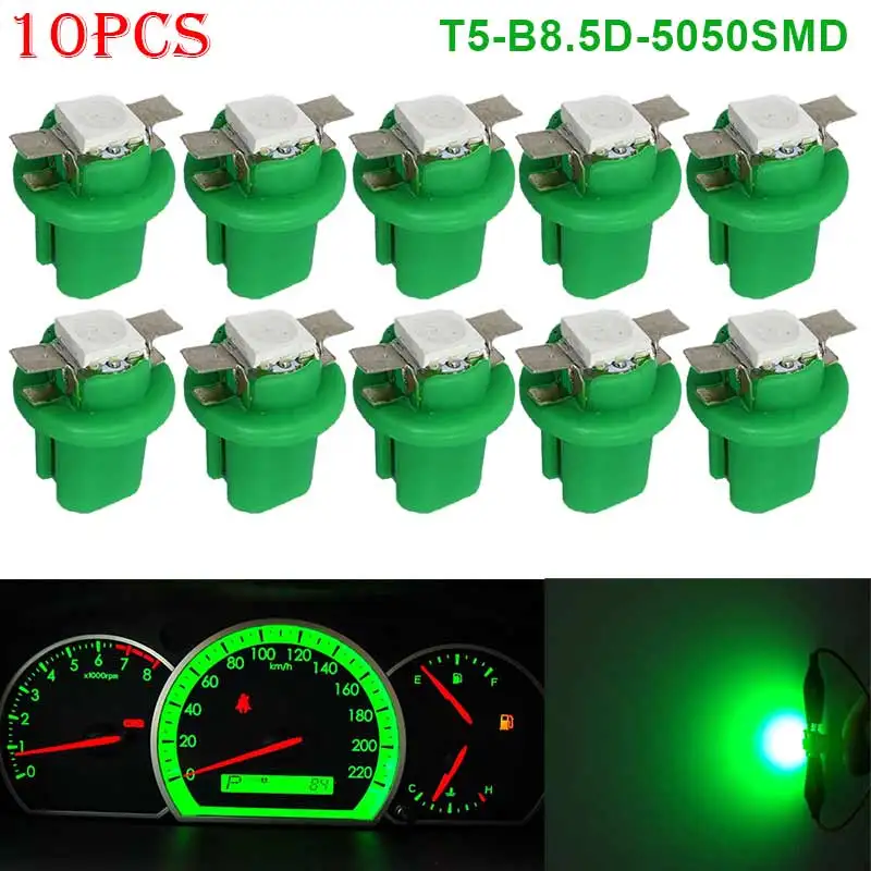 

10pcs T5-B8.5D-5050smd LED SMD Lamp Gauge Speed Dash Bulb Dashboard Instrument Light 12V LKS99
