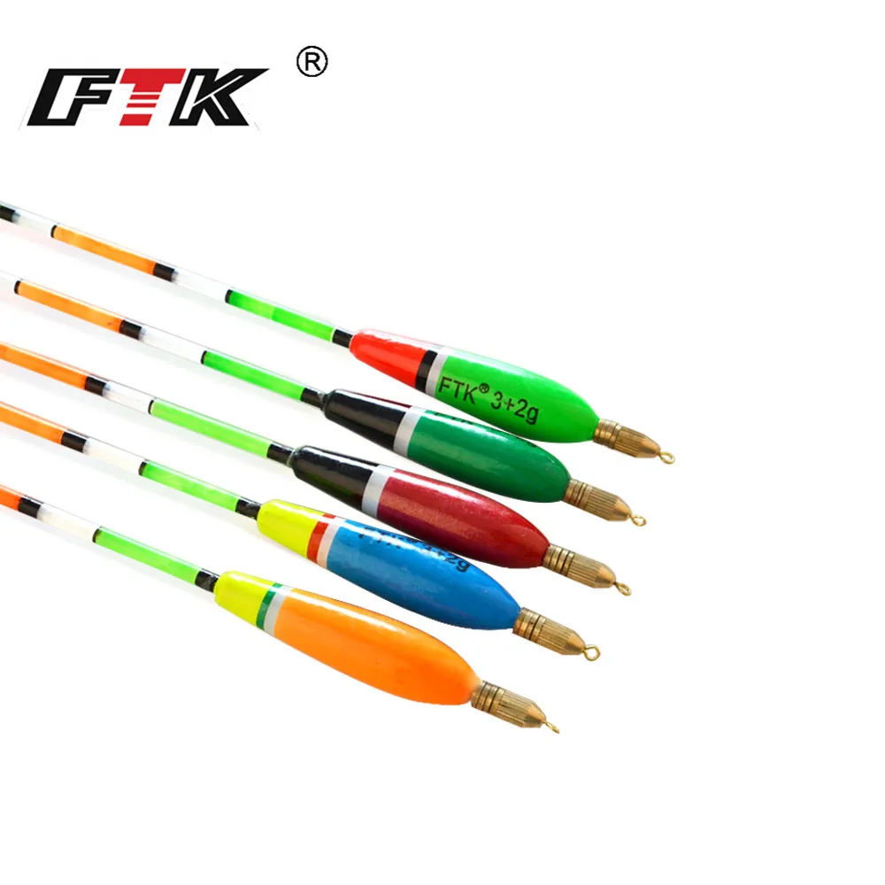 

FTK 5pcs/lot Floatage 3+2g 4+2g 5+2g 6+2g Mixed Color Barguzinsky Fir Float Vertical Pesca For Carp Fishing Float Fishing Tackle